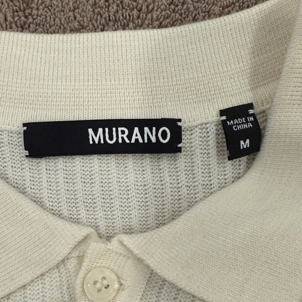 Murano Color-Block, Ribbed Knit Sweater Polo M - Picture 2 of 6